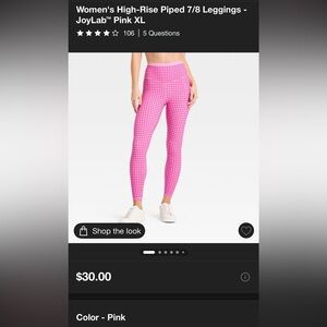 JoyLab Pink High-Rise Piped Leggings